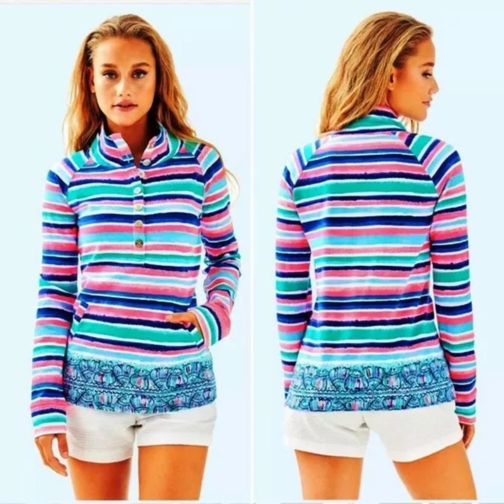 Lilly Pulitzer Sandy Shell Stripe Popover Jacket Pullover XS RARE HTF GORGEOUS - Picture 2 of 8